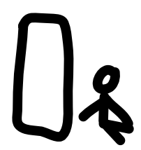 a stickman sitting without work